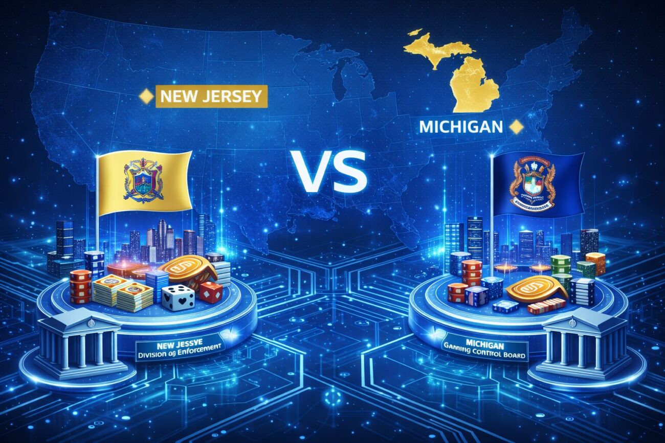 New Jersey and Michigan online casino regulations compared